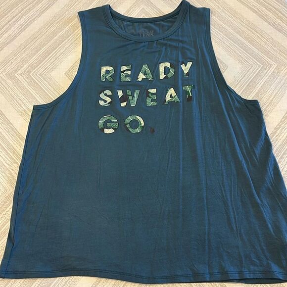 House of Tens Women’s Teal ‘Ready Sweat Go’ Tank Top - Size L - Picture 1 of 6